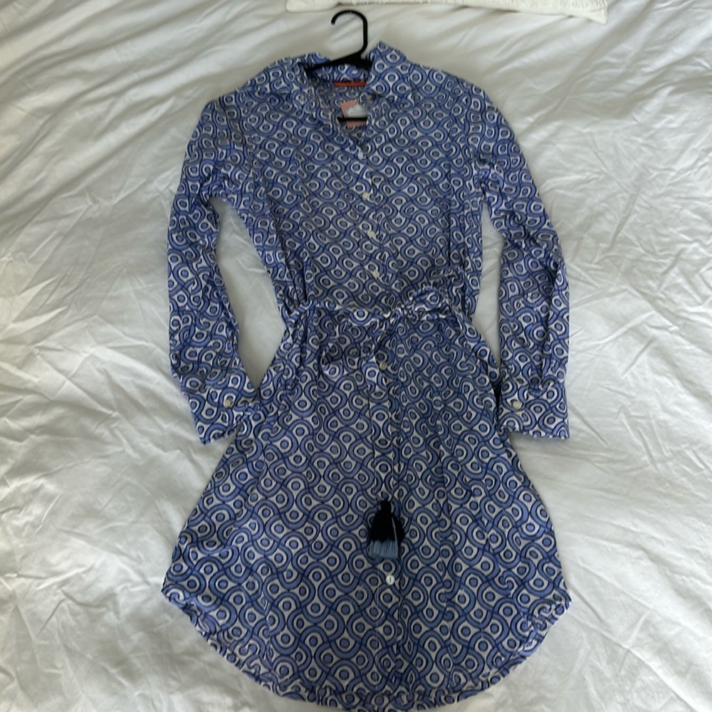 Oliphant Long Sleeve Shirt Blue Dress - NWT